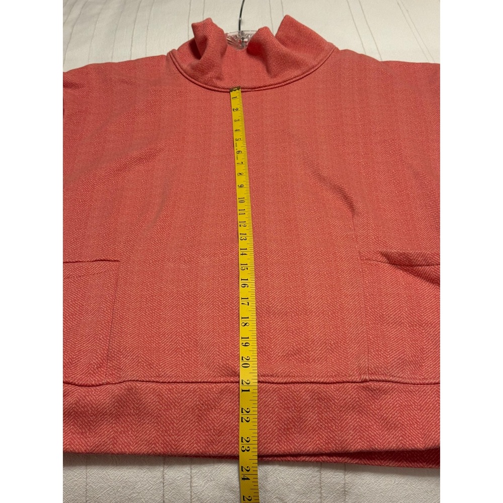 Columbia Womens XL Coral Pink Herringbone Funnel Neck Pullover Sweatshirt Pocket - Picture 5 of 6
